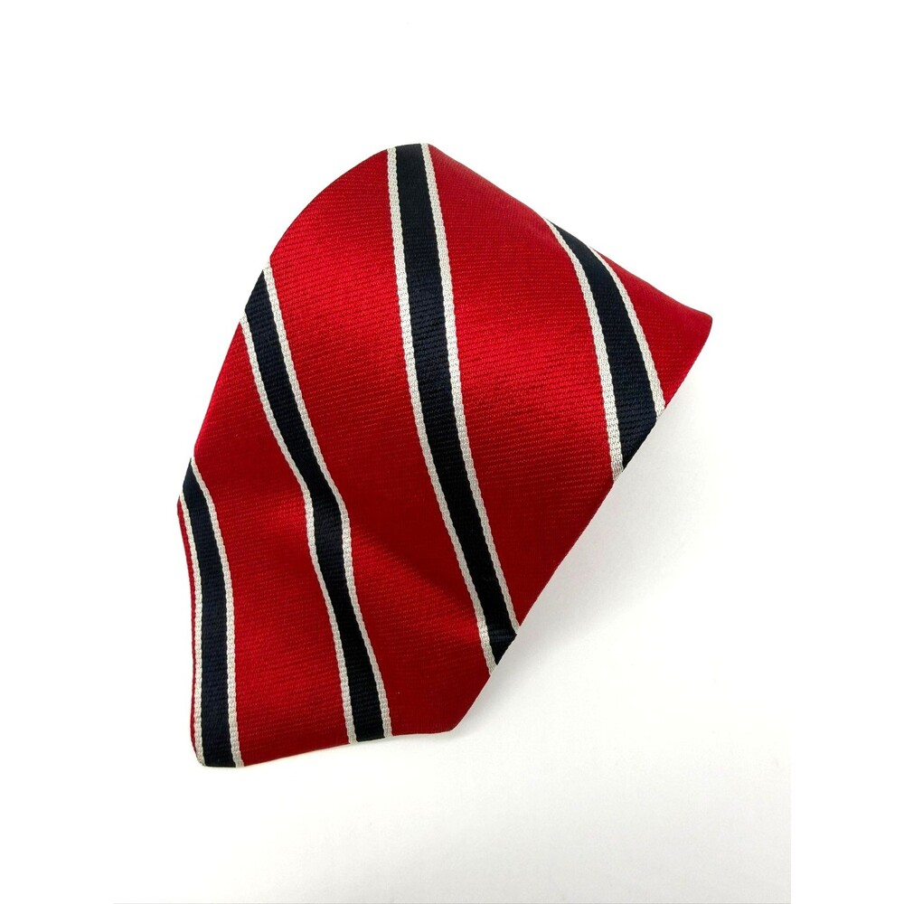 BROOKS BROTHERS Makers Silk Tie Mens Red Navy Blue White Rep Stripe Made in USA
